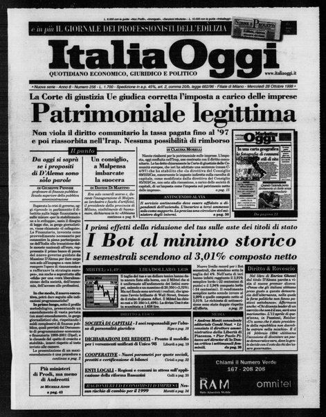 Italia oggi : quotidiano di economia finanza e politica